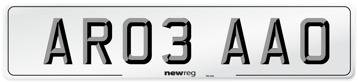 AR03 AAO Number Plate from New Reg
